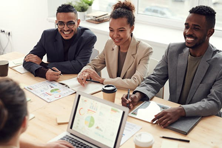 Business development strategy illustration with growth charts