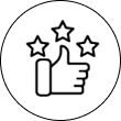 Happy customer icon with satisfaction metrics