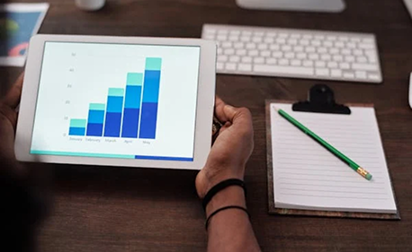 Data analytics dashboard showing business metrics and visualization charts