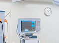 Healthcare industry icon with hospital building and medical cross